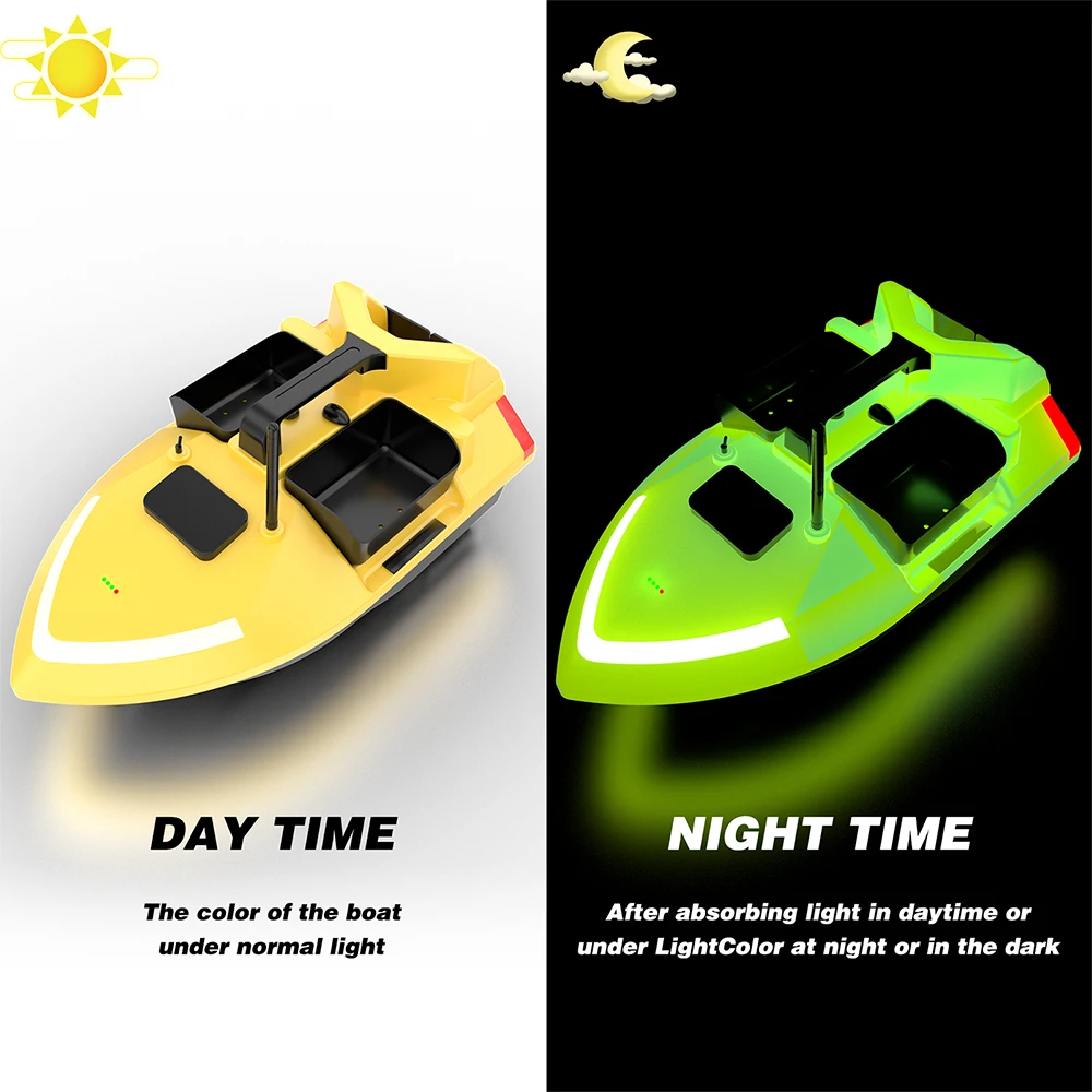 V020 Long Color Yellow 3 Hoppers Fishing Bait Boats 500m  40 Points Remote Control  Carp Bait Boat Fish Finder