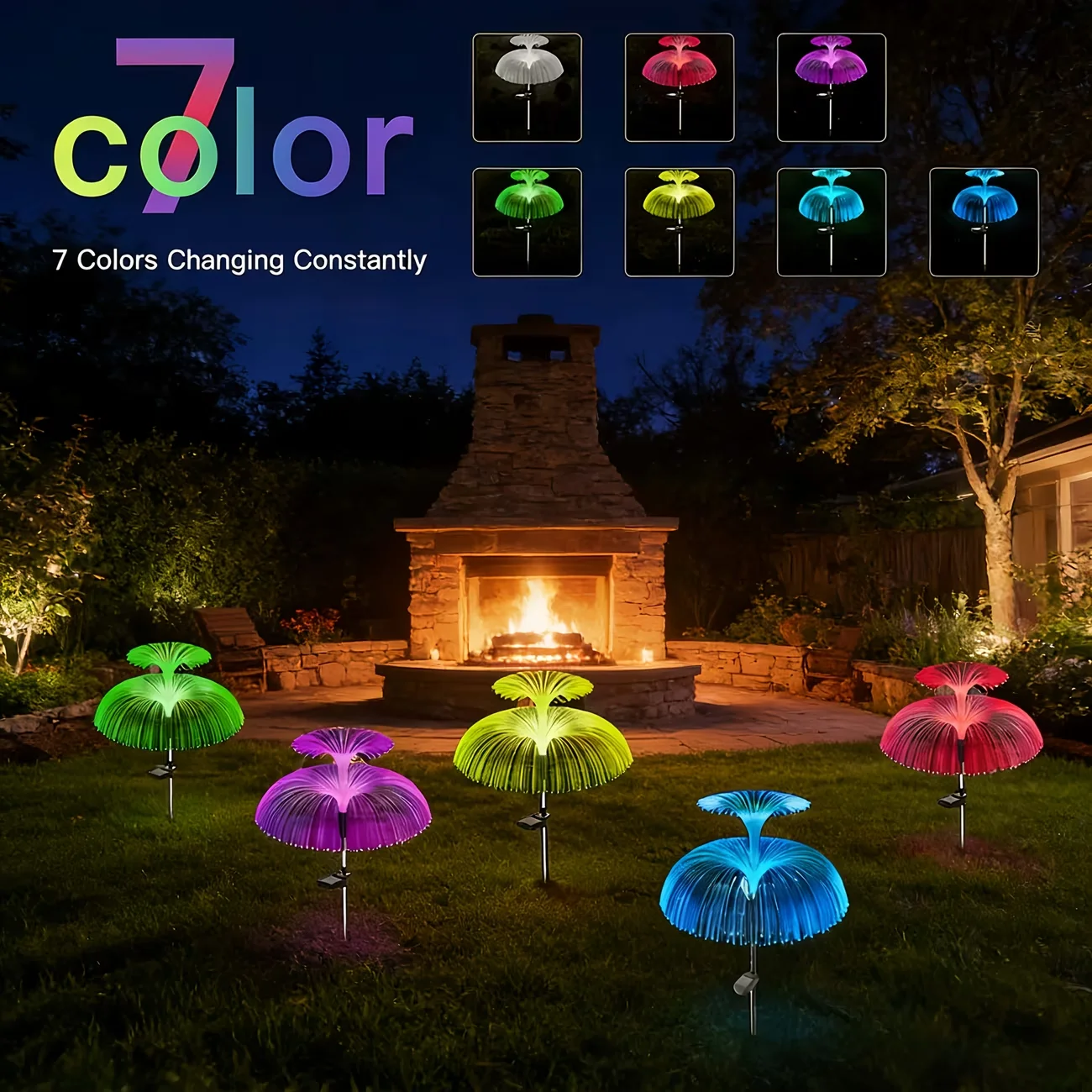 1PC 7 Color Changing Outdoor L - Outdoor Lighting Jellyfish ulasan dan harga