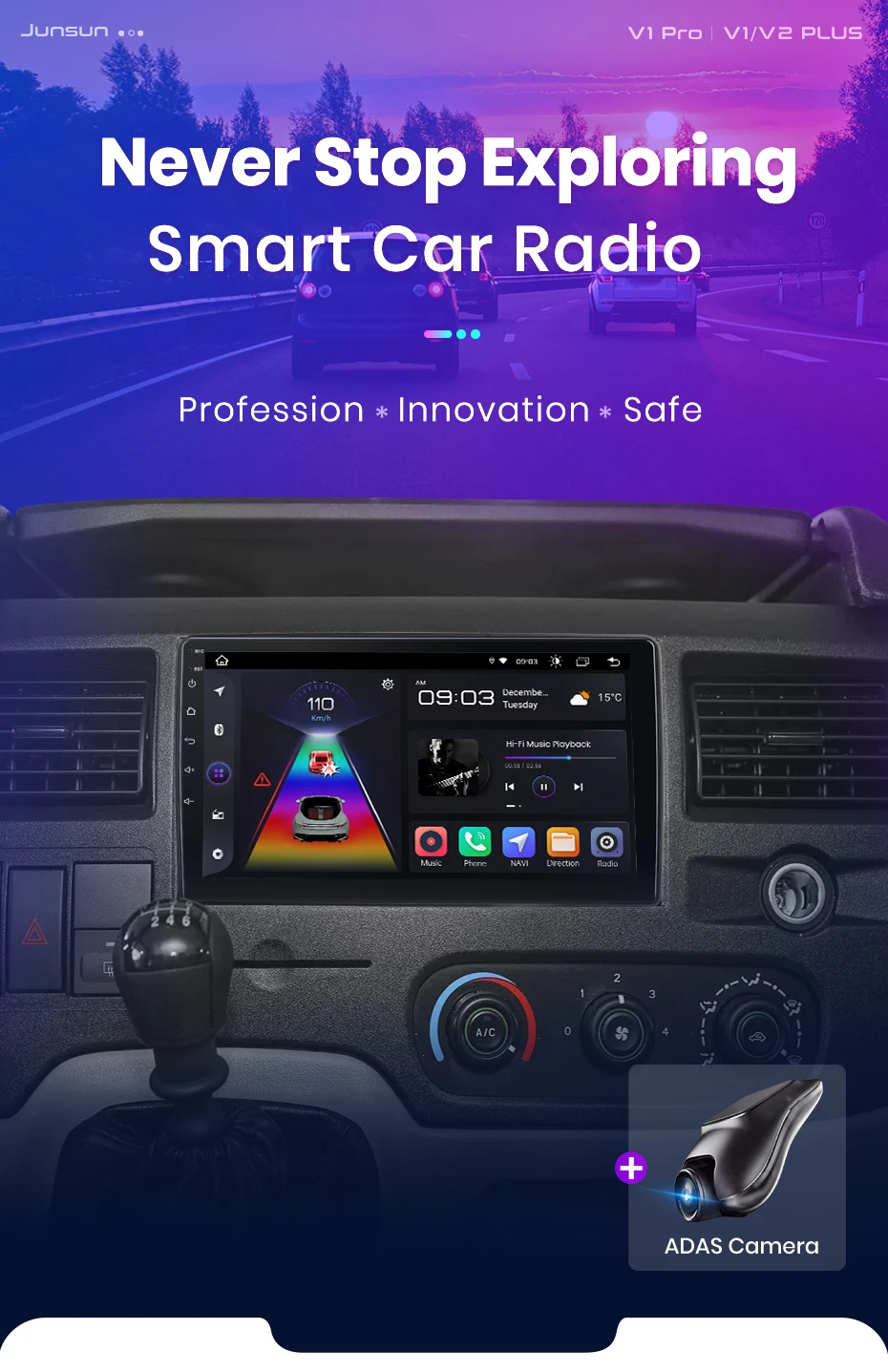 Junsun AI 4G LTE Drahtlose CarPlay Android Auto Auto Radio Für Ford Neue Transit 2009 2010 2011 2012-2019 GPS Navi BT DSP RDS FM ﻿ – Detail 1