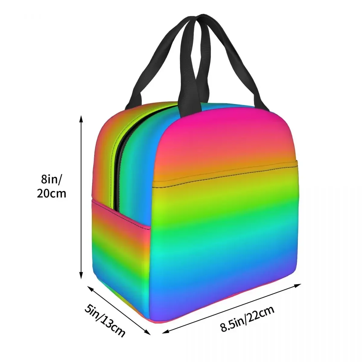 Neon Rainbow Ombre Insulated Lunch Bags Resuable Picnic Bags Thermal Cooler Lunch Box Lunch Tote for Woman Work Children School