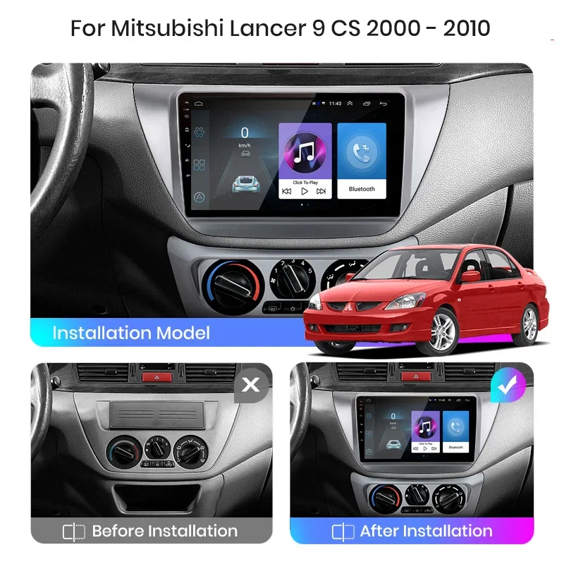 8GB+128GB Android 13 radio For Mitsubishi Lancer 9 CS 2000 2001-2010 Car stereo Multimedia Player Carplay Auto GPS Navigation