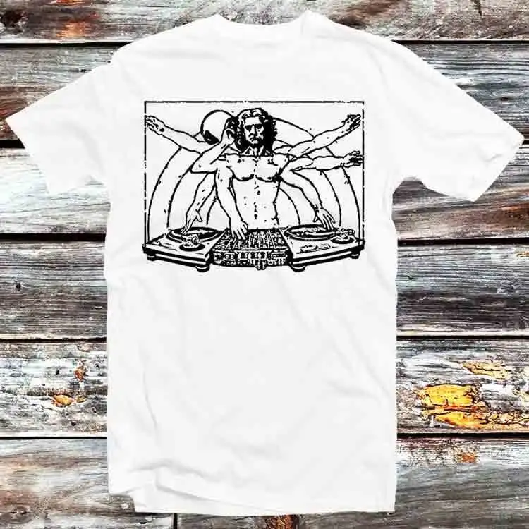 Dj Da Vinci Vitruvian T Shirt Vintage Retro Cool Cartoon Anime Top B638