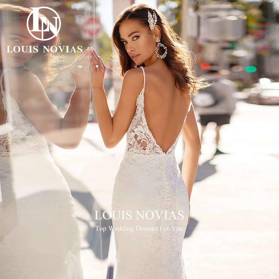 LOUIS NOVIAS-Vestidos de casamento sereia para mulher, spaghetti clássicos, apliques querida, vestido de casamento, 2022