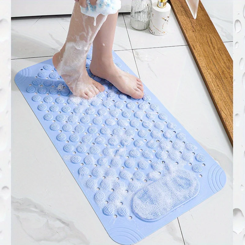 1pc Summer Bathroom Non-slip Mat, Household Foot Massage Mat, Plastic Floor Mat For Toilet And Bathtub, Draining Shower Rug, Bat