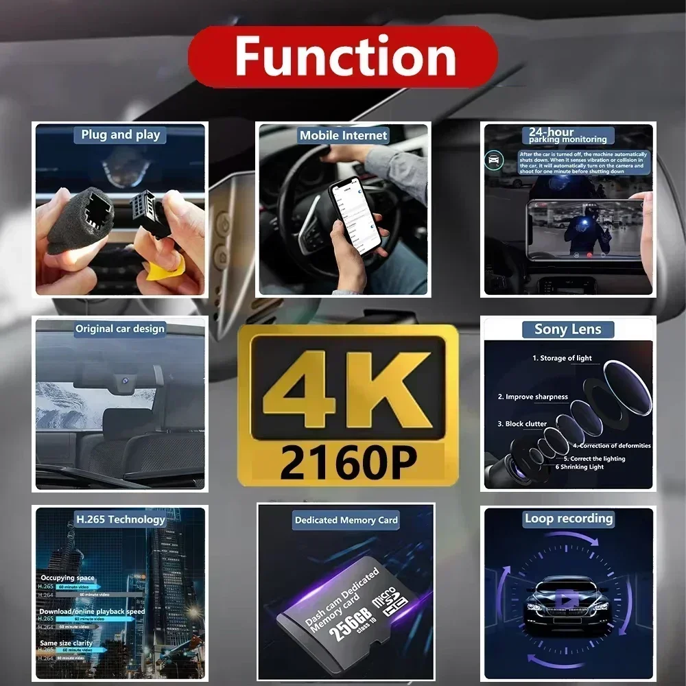 ZhuCamX ل Volkswagen VW ID.7 ID7 ID 7 2023-2025 OEM 4K UHD 2160P جهاز تسجيل فيديو رقمي للسيارات داش كام كاميرا للرؤية الليلية مسجل التوصيل والتشغيل #2