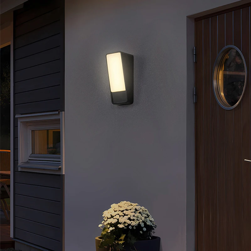 12W SMD LED Outdoor Motion Sensor Wall Lanterns Building Exterior Waterproof Light Triangle Shape Courtyard Lamp Fixture Acrylic