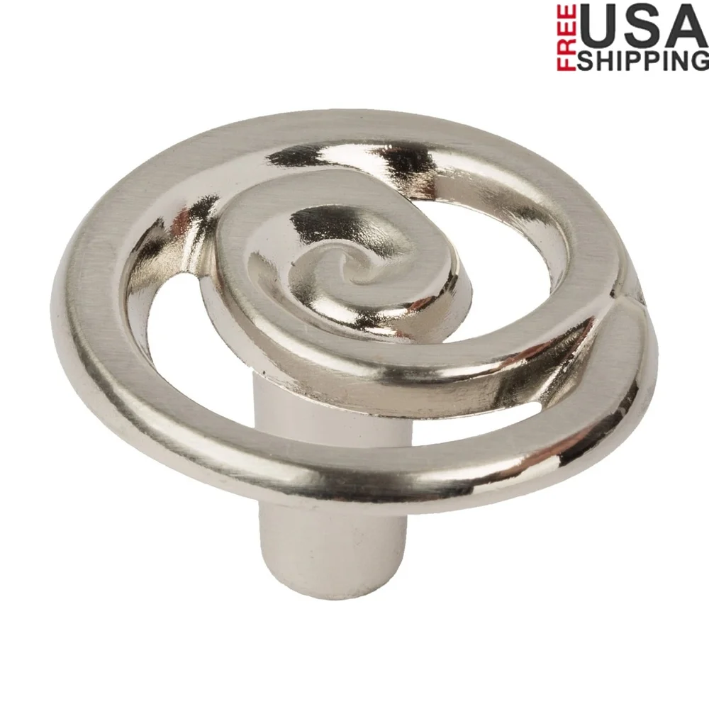 

Satin Nickel Cabinet Knobs 10 Pack Durable Zinc Swirl Design Easy Installation Dressers Desks Rustic Decor
