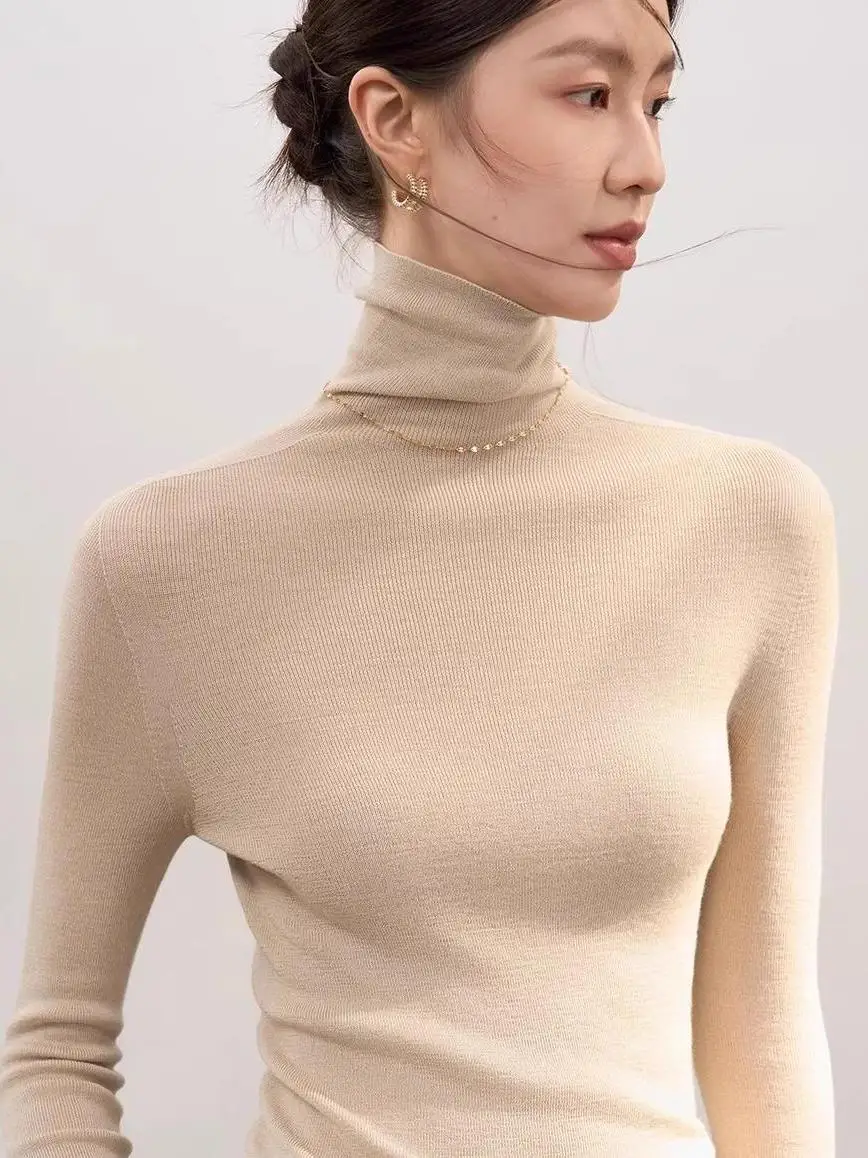 

Soft Cozy High Ne Wool Base irt Women's Slim Fit Knitted Sweater Autumn Winter New Sle Commute Sle Faionable Slimming