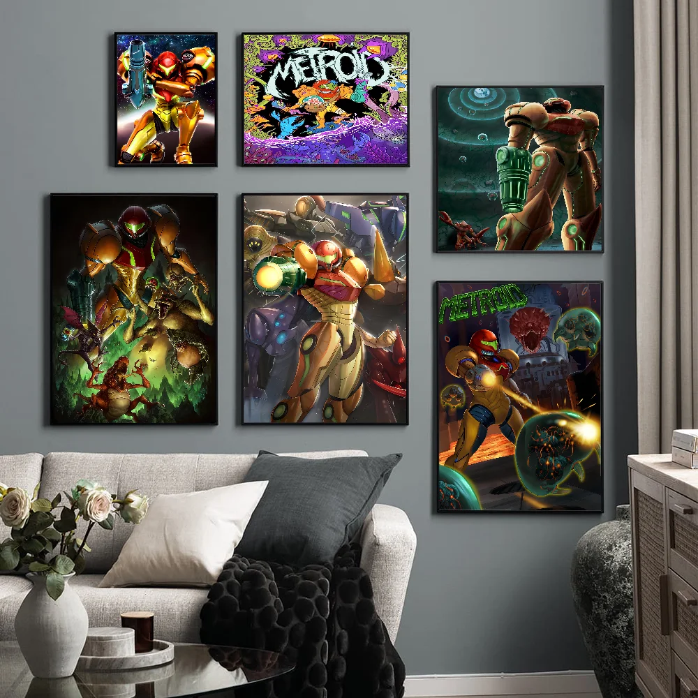 Metroid Anime Posters Sticky Waterproof Paper Sticker Coffee House Bar Kawaii Room Decor