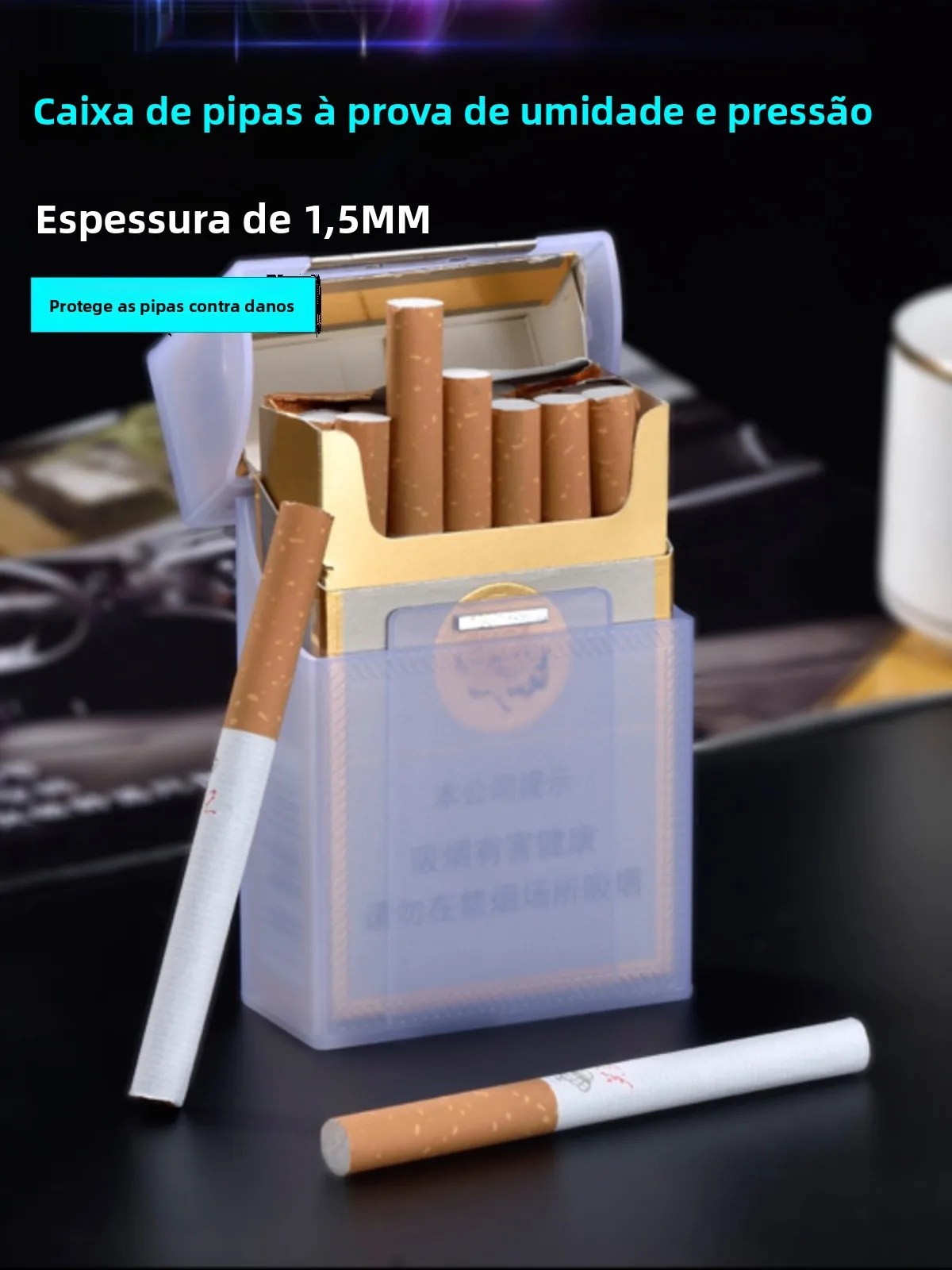 厚みのあるプラスチック製フリップカバー、磁気バックル付き、携帯用、防湿、耐圧、男性用、パーソナライズされた20本入りハードシガレットケース