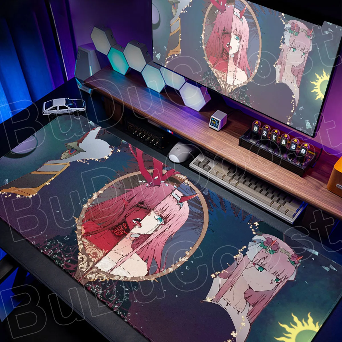 Darling in The FranXX Zero Two Anime Girl Mousepad Gaming Keyboard with Lock Edge Rubber Anti-slip Computer Office Long Desk Mat