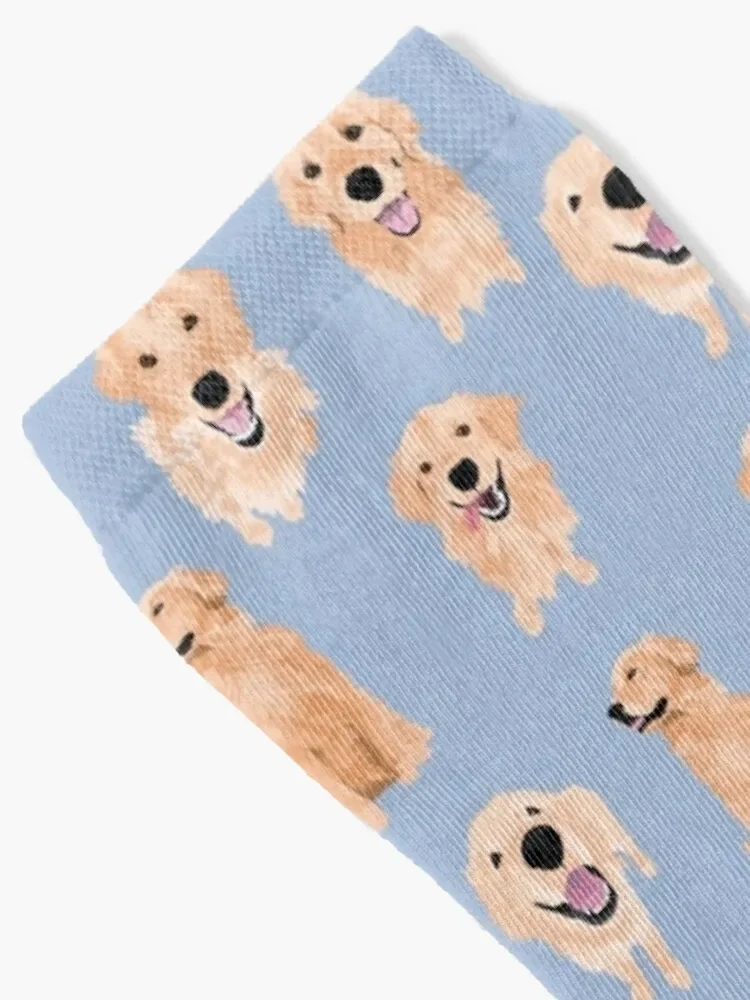 Chaussettes rétro bleues Golden Retrievers pour hommes et femmes, chaussettes amples