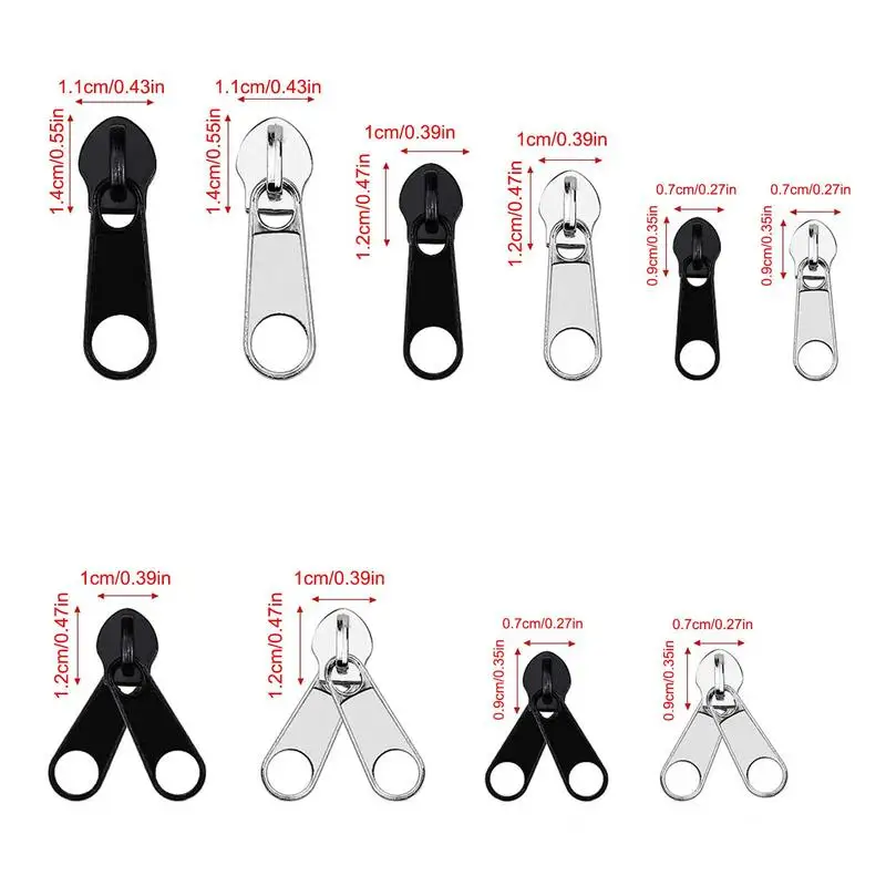 Zipper Repair Kit Double-sided Zipper Slider Replacement Zipper Pulls Installation Tools For Bags Tents Luggage Sleeping Bag