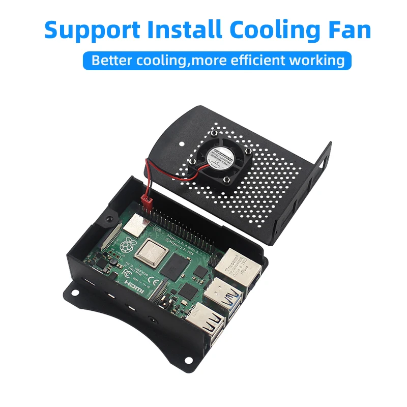 Raspberry Pi 4 Aluminum Alloy Case Metel Box with Hanging Bracket support Cooling Fan Screwdriver for Raspberry Pi 4 Model B