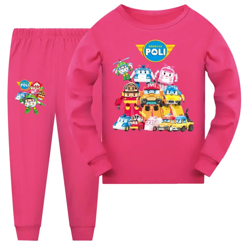 AIAI 2025RobocarPoli Pajama Set Kids Clothes Girls Tracksuit Teenage Boys Long Sleeve T Shirt+Pants Suit Sleepwear or Homew view 3
