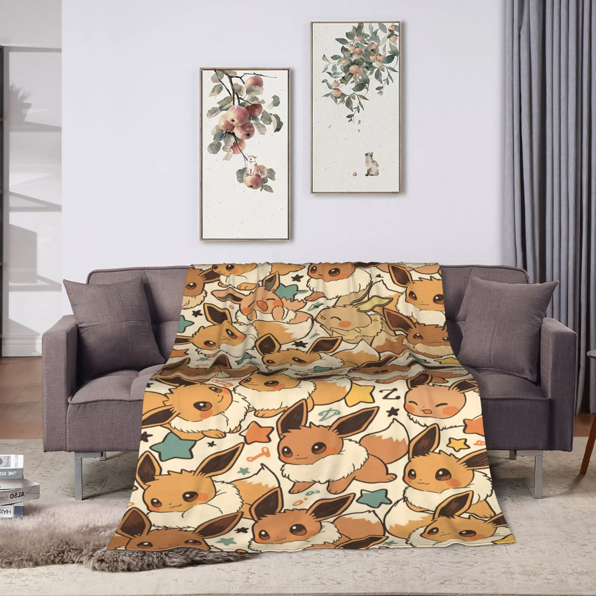 Mimikyu Eevee Anime Warm Blanket  Travel Office Plush Throw Blanket Funny Living Room Flannel Bedspread Sofa Bed Cover