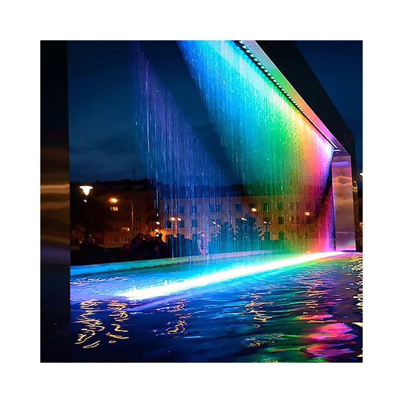 custom.Garden Fountain with LED Light Rain Curtain Feature Durable Metal Construction