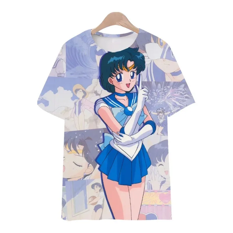 Sailor Moon Anime Surrounding Bedrucktes T-Shirt-Muster Trendiger Sommer Zweidimensionaler Rundhalsausschnitt Kurzarm Männer und Frauen