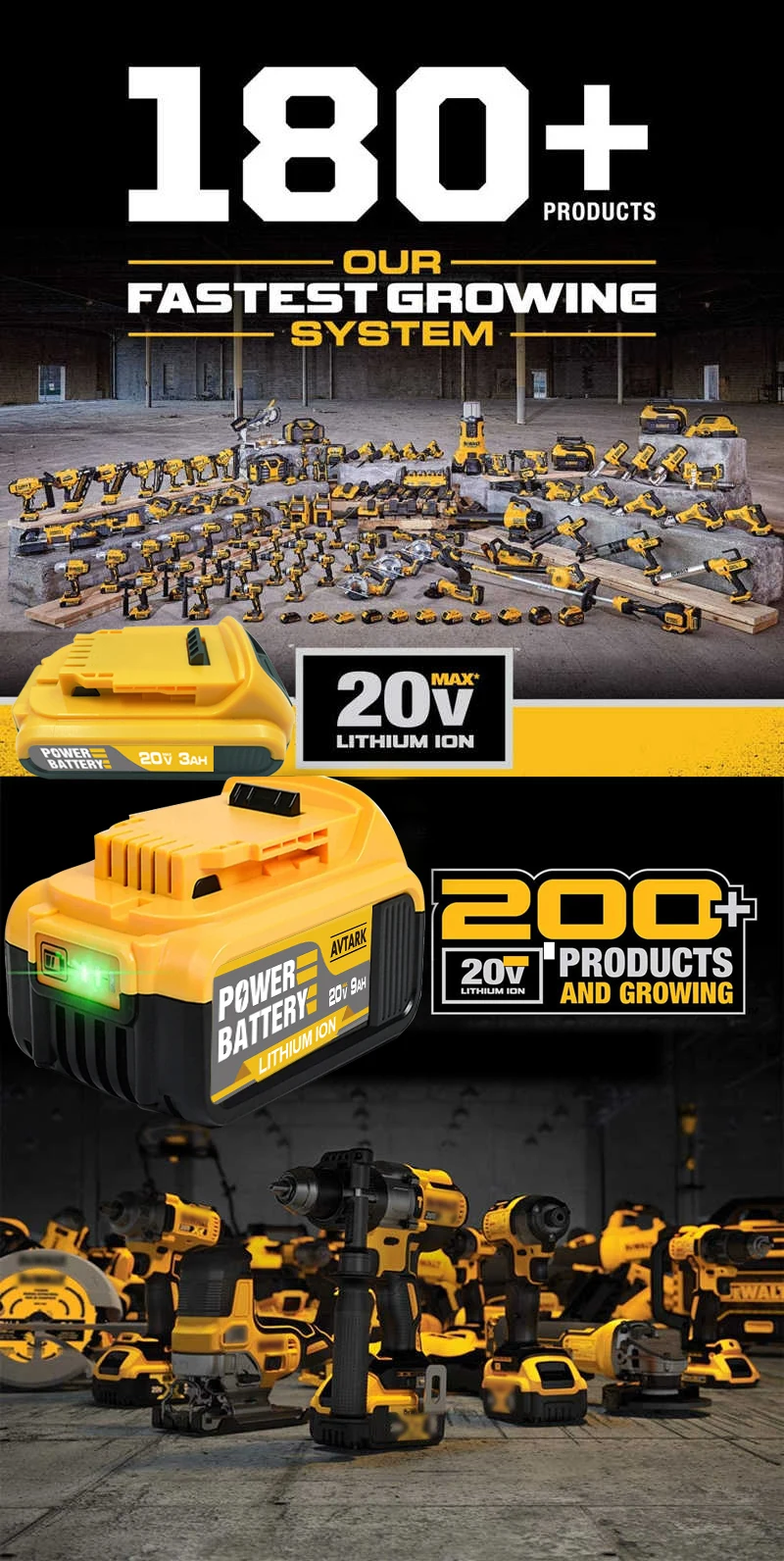 Original 12000mAh large capacity For DeWalt DCB200 DCB184 DCB203 DCB205 Power Tool Batteries 20 Volt Replacement Li-ion Battery