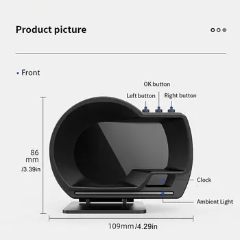 Araç ve Kamyonlar için Head Up Display OBD2+GPS Akıllı Gösterge, Hız Göstergesi, Turbo RPM Alarmı 10 best sales Obd devir - №3