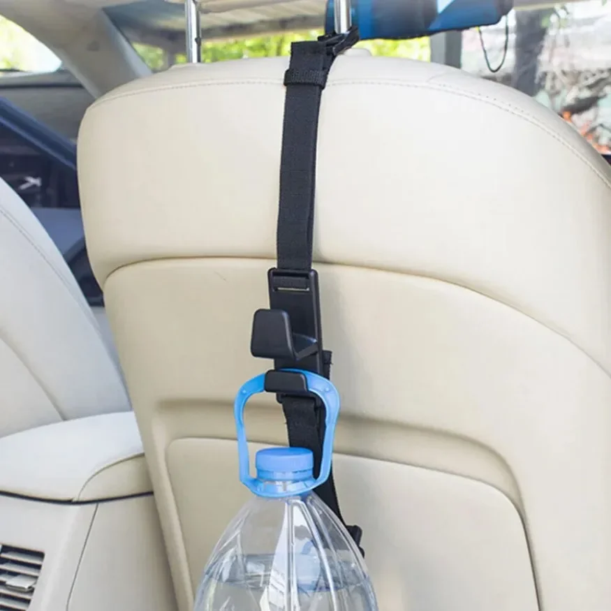 1` Car Seat Back Hook Adjustable Auto Fastener Clip Grocery Bag Hanger Holder Black