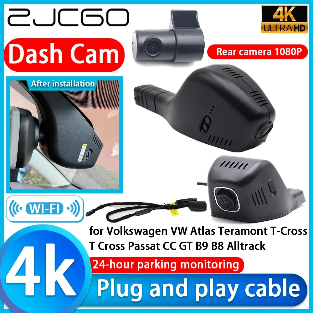 Recorder 4K UHD Plug and Play DVR Dash Cam for Volkswagen VW Atlas Teramont T-Cross T Cross Passat CC GT B9 B8 Alltrack