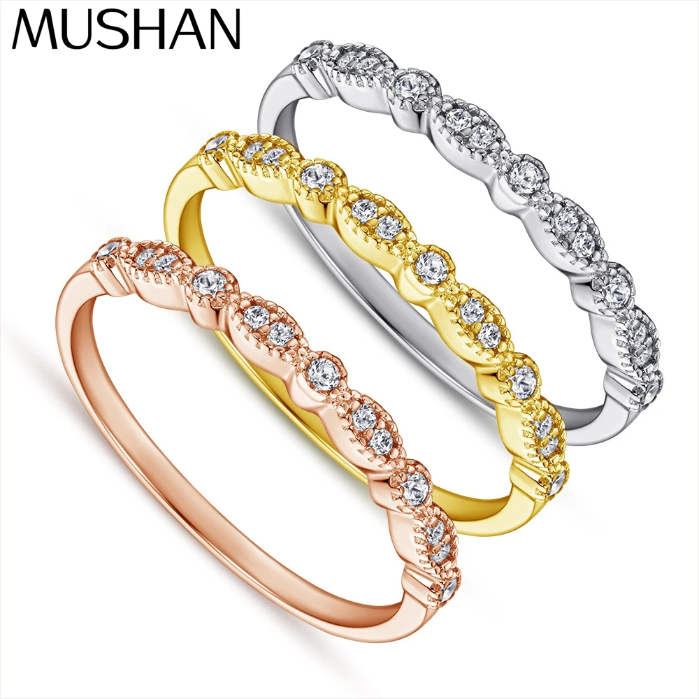 

MuShan Brand Jewelry 925 Sterling Silver Ring Cubic Zirconia 5A Cushion Fashion Women 18K Gold Plated Fine Jewelry Rings