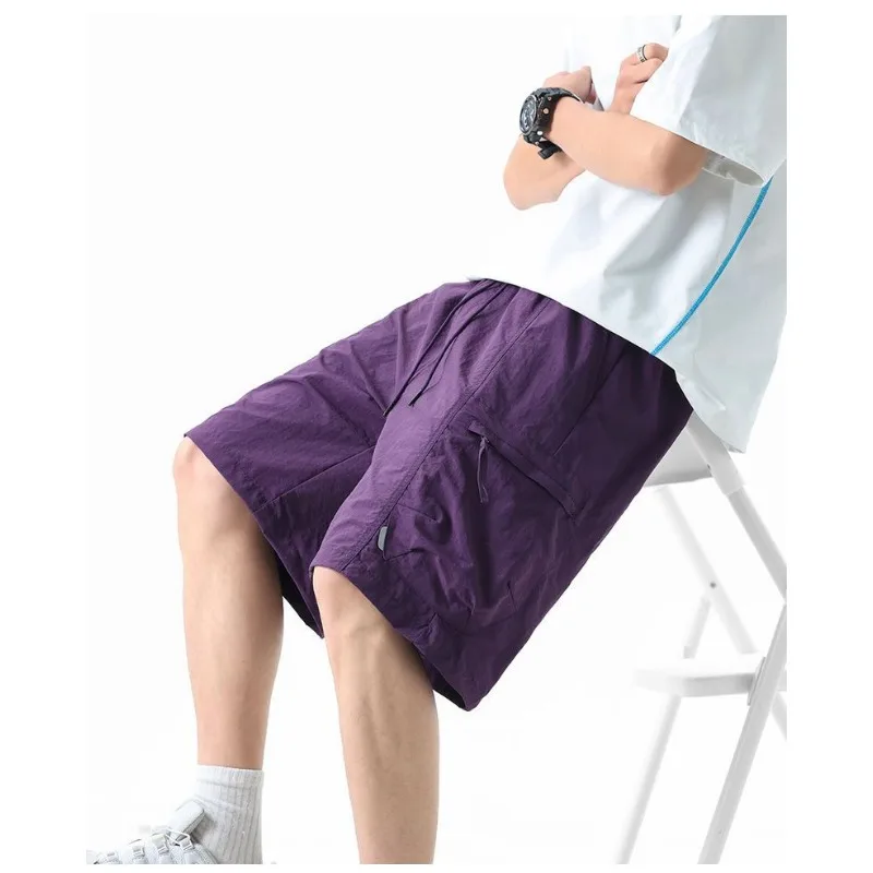 Men Summer Nylon Ice Silk Cargo Shorts Multi Pocket Loose Casual Quick Dry Sports Pants