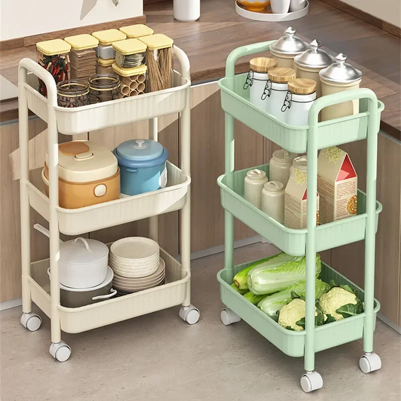 3/4Layers Trolley Rack Home Removable Kitchen Seasoning Bottle Fruit and Vegetable Cutlery Storage Rack Snack Sundry Organizer