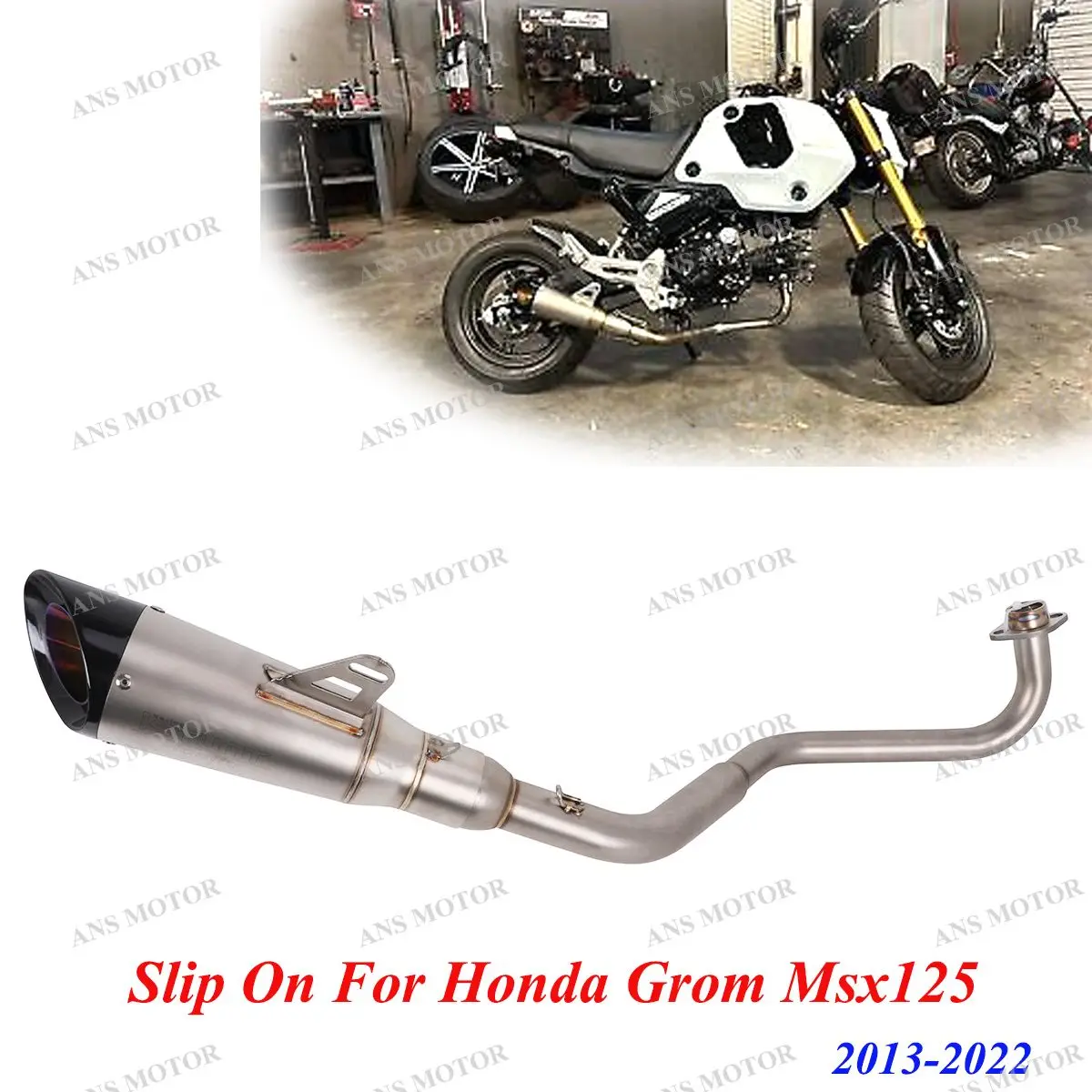 

Slip On For Honda Grom Msx125 2013-2025 Complete Exhaust System Motorcycle Eacape Moto Exhaust Muffler With Removable DB Killer