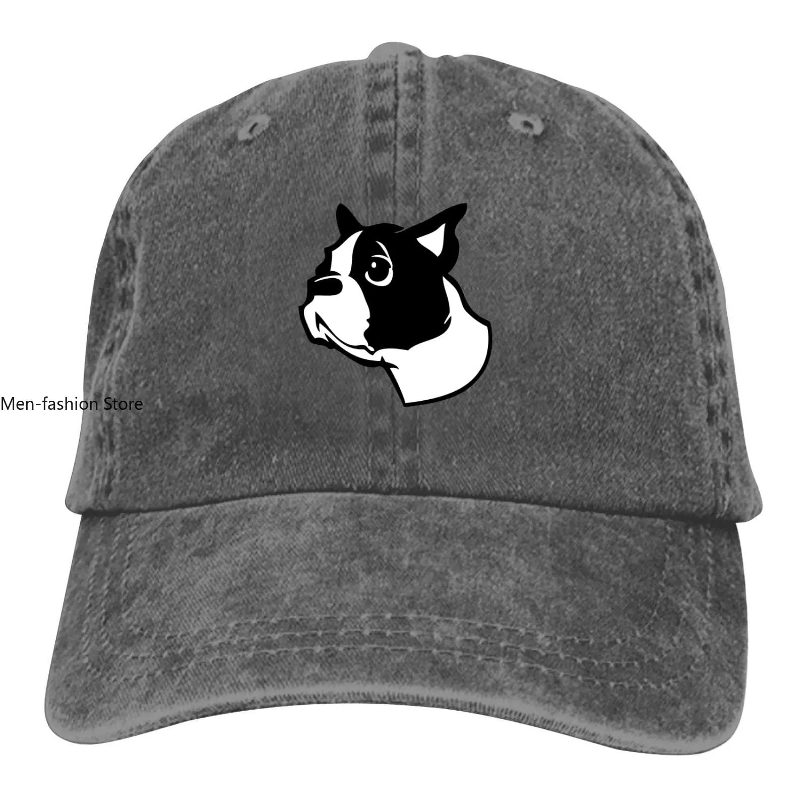 Boston Terrier Cute Dog Baseball Cap Vintage Adjustable Washed Hats Twill Plain Cowboy Hats Denim Dad Hat