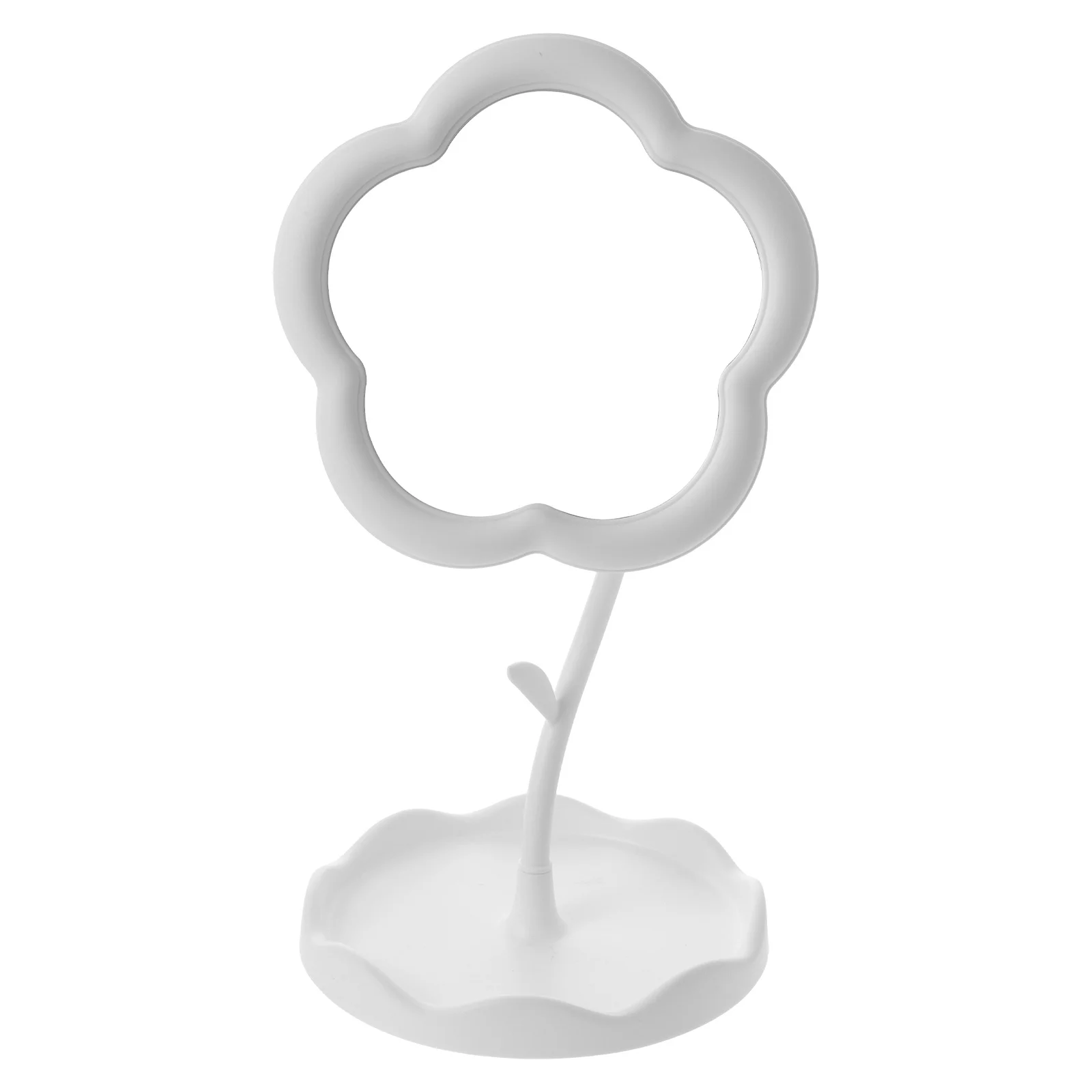 花の形の化粧鏡、卓上化粧鏡、小型テーブルミラー、丈夫なプラスチックガラススタンド、家庭用、日常使用、オフィス用ミラー