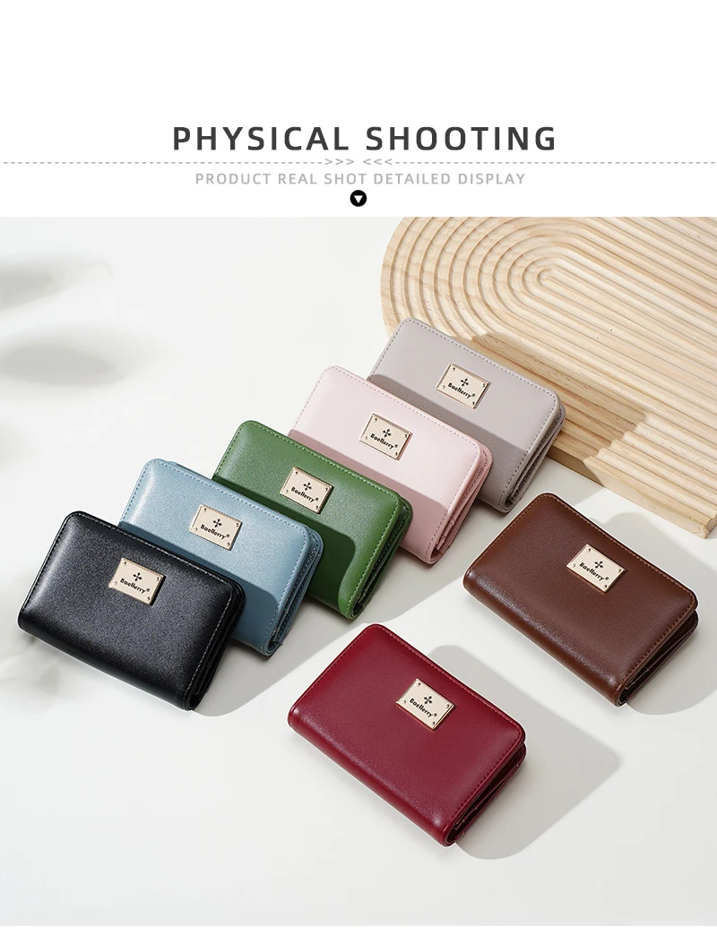 High-Quality New Women's Short Wallet High Capacity Card Clips Simple Zipper Coin Pocket Photo Holder Wallet for Girls