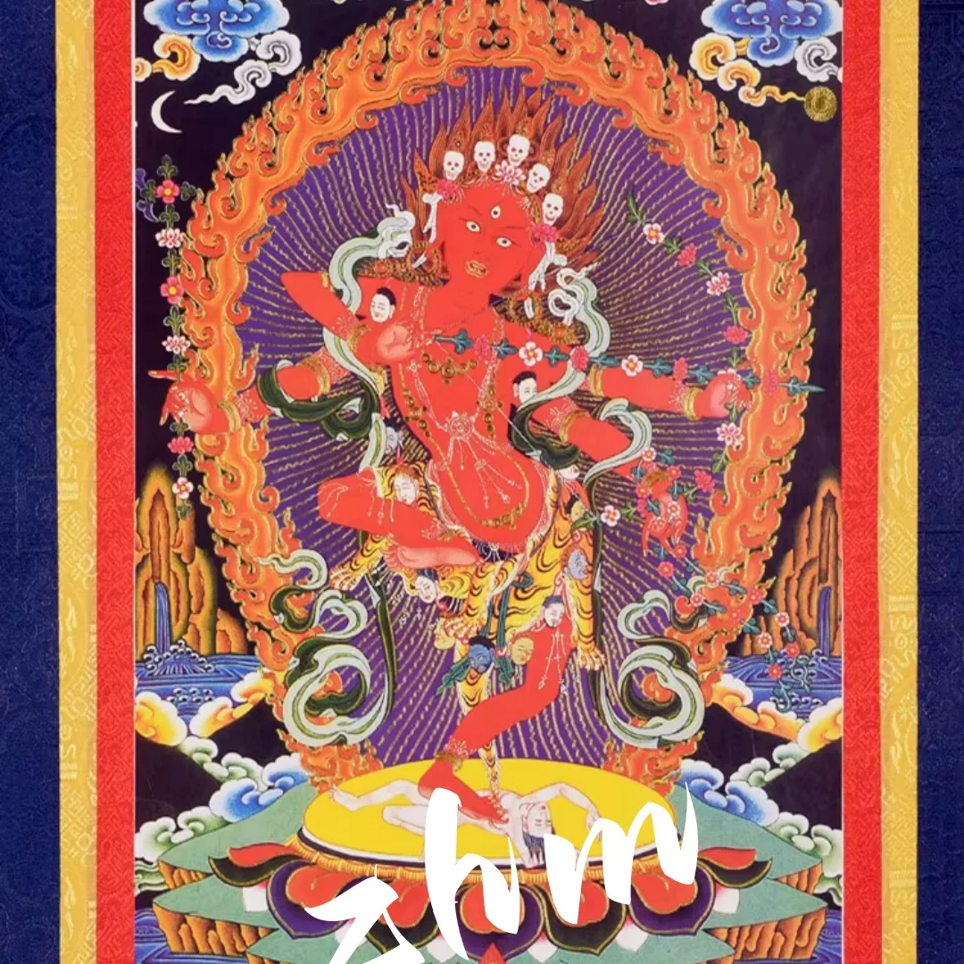 Tibetan Thangka Kurukulla Gold Gilded Esoteric Buddhism Hanging Painting for Entryway Buddhist Hall Decor
