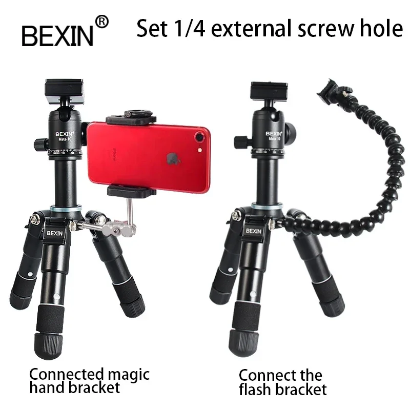 BEXIN Mate-10 Desktop Mini Tripod Portable Mobile Phone Selfie Live stand Camera Photography SLR Desktop Ball Head Tripod