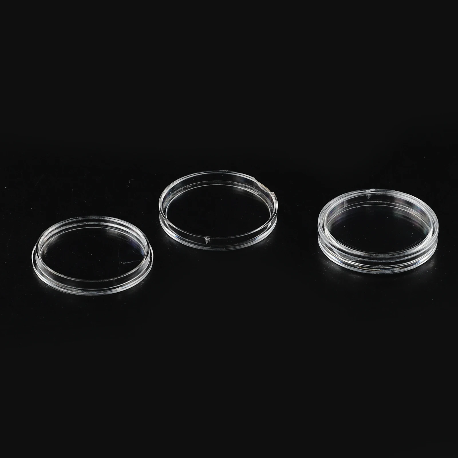 100pcs 26mm Clear Round Plastic Coin Holders with Opening for Coin Storage Organization and Collector Applications
