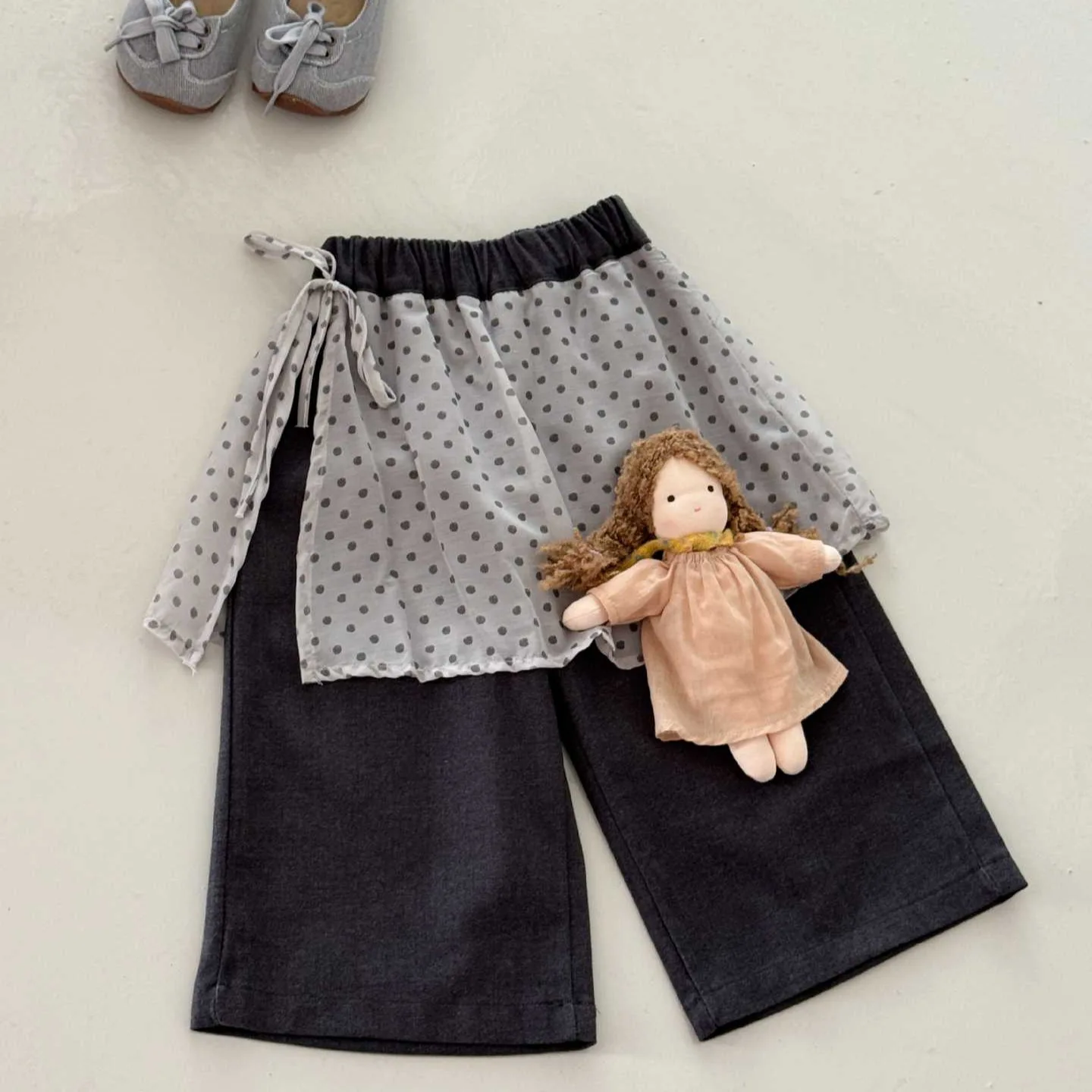 Girls Pants 2026 Autumn and Winter New Children's Clothing Korean Girl Baby Fashion Wave Point Fart Curtain Straight Tube Pants