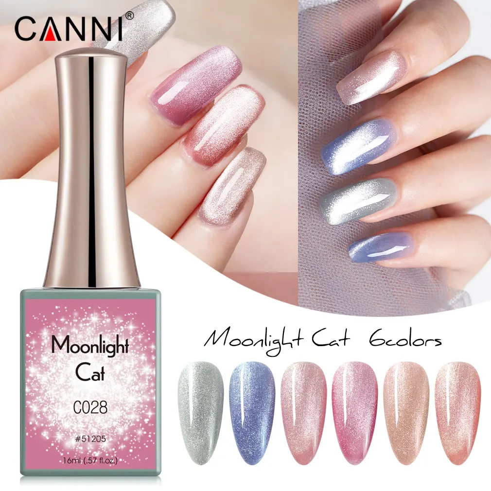 CANNI 16ml Moonlight Sparkle Diamond Cat Eye Gel Nail Polish Gorgeous Color Full Coverage Venalisa Pink Nude Semi Nail Permanent