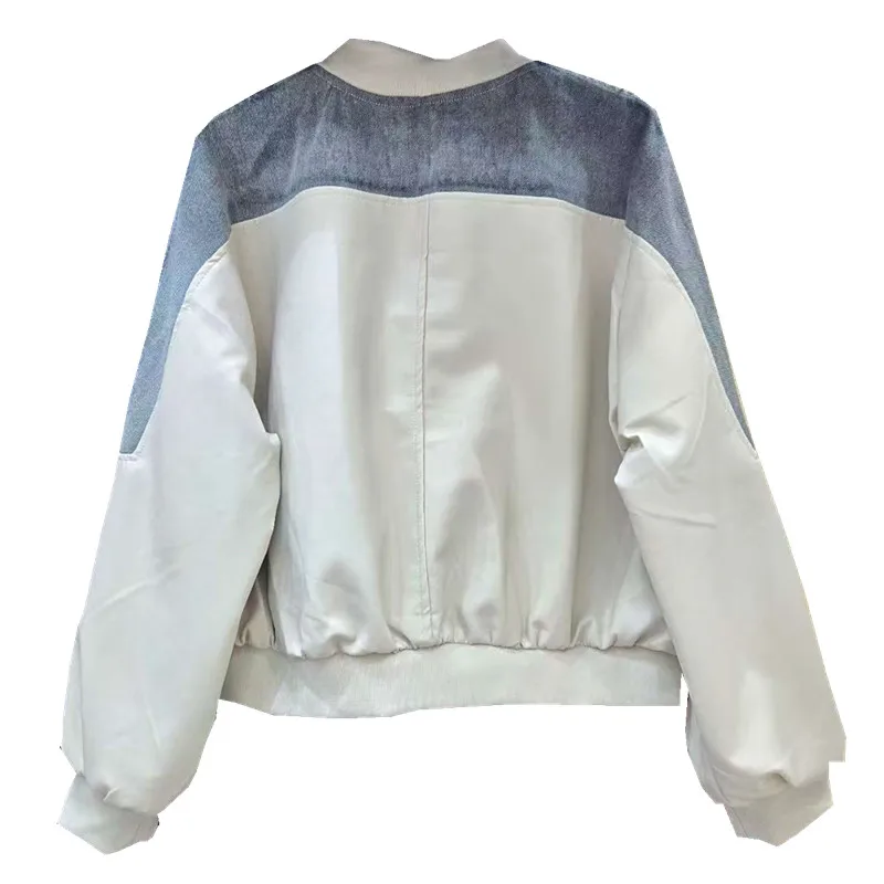 Korean Contrast Color Stitching Baseball Jacket Women Spring Autumn New Casual Loose Stand Collar Long Sleeve Female Outerwear