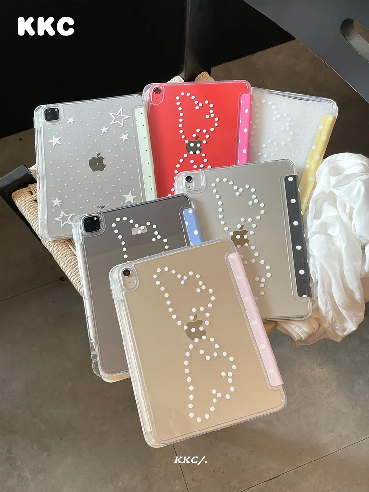 3Y Pen slot with red blue dots INS style Tri-fold Case For Samsung Galaxy Tab A8/A9/A11+FE LITE PLUS/S6 Lite/S7/S8/S9/S10+ FE