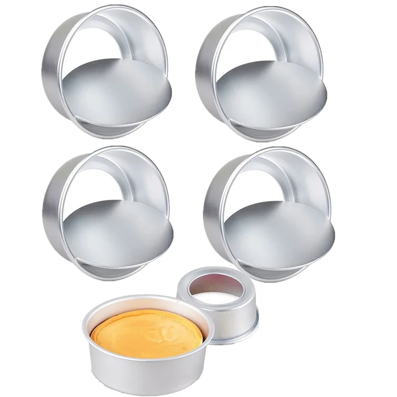 Moldes para pasteles redondos de 4 pulgadas, molde para pastel con fondo extraíble, rendimiento perfecto, molde para pastel de gasa de aluminio, perfecto para hornear, 1/2/4 Uds.