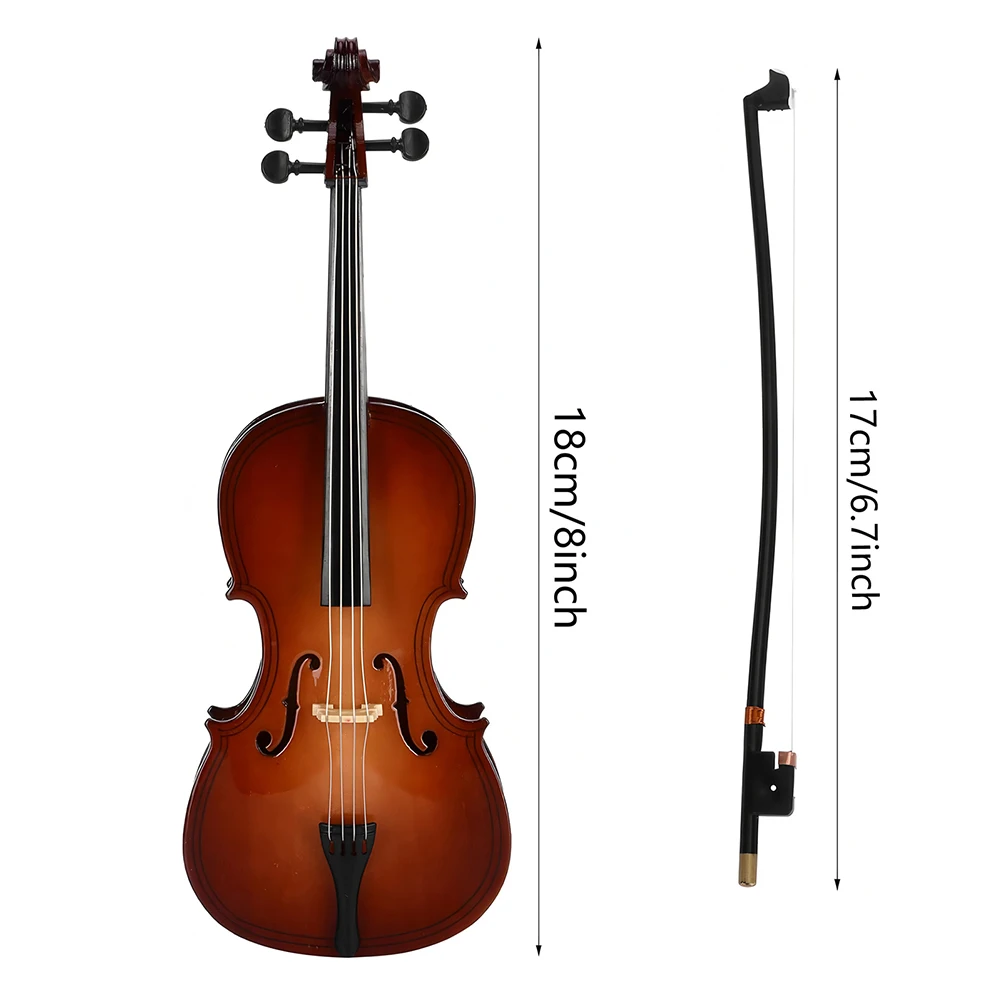 Wooden Miniature Cello W/ Stand & Bow Mini Musical Instrument Decoration Miniature Wood Violin for Music Lovers Craft Collector - view 6
