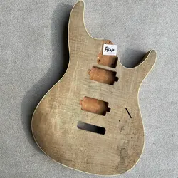 FB010 Natural Flamed Maple with SOlid Mahogany for 6 String Electric Guitar Body Active Pickup Model Custom Bridges Damages