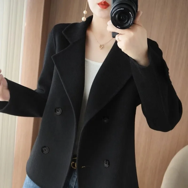 Spring Autumn New 2025 High-Grade Double-Sided Velvet Coat Female Short Slim Fashion Temperament Wool Fashion Coat  Women