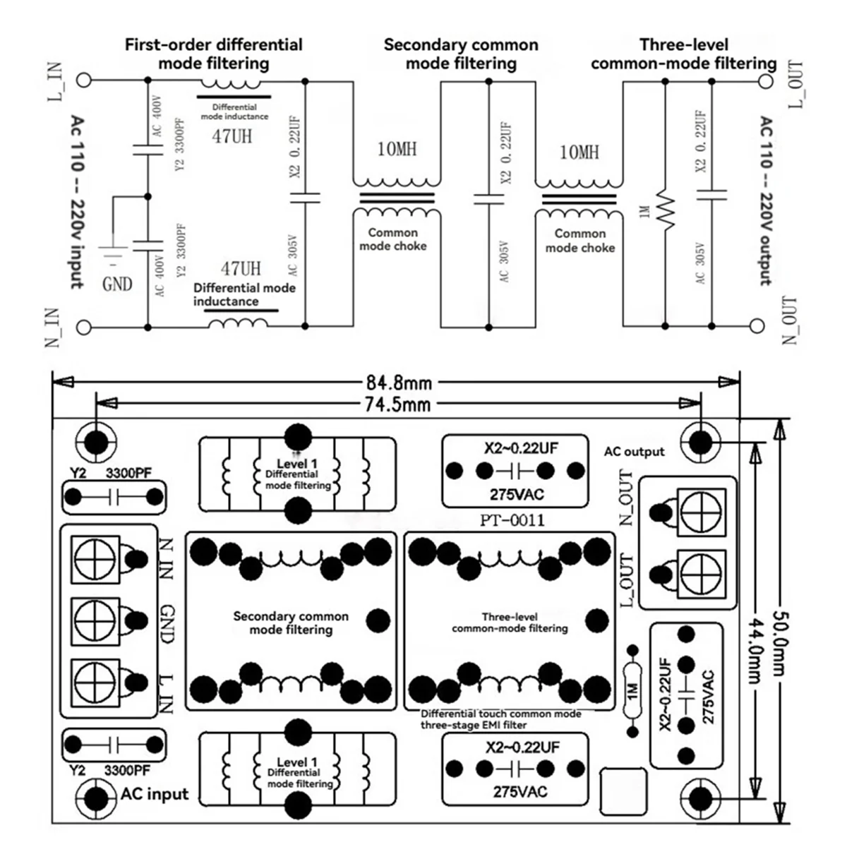 EMI Power Filter Board Audio Verstärker Netzteil Filter Gleichtakt Hohe Strom Elektromagnetische HiFi Audio 20A-Elect