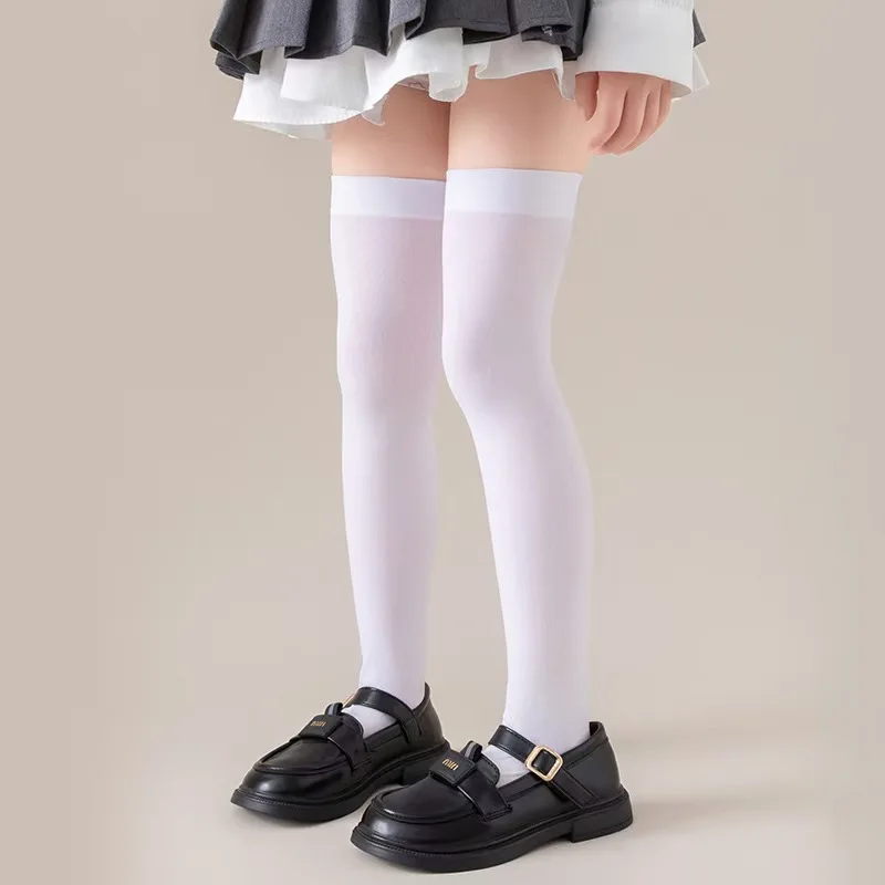 30cm/40cm/50cm JK Stockings Children's Velvet High Tube Leggings Solid Color Nylon Elasticity Hosiery Preppy Style Thigh Highs