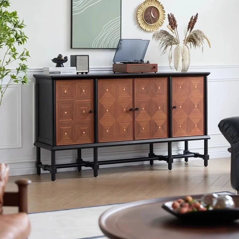

Side cabinet Solid wood retro side cabinet Bauhaus locker integrated storage against the wall