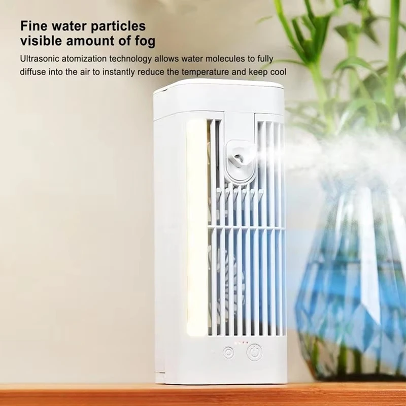 Hot Sale-Personal Air Conditioners Energy-Saving Personal Mini Air Cooler Misting Fan Night Light Design USB Cable Included USB
