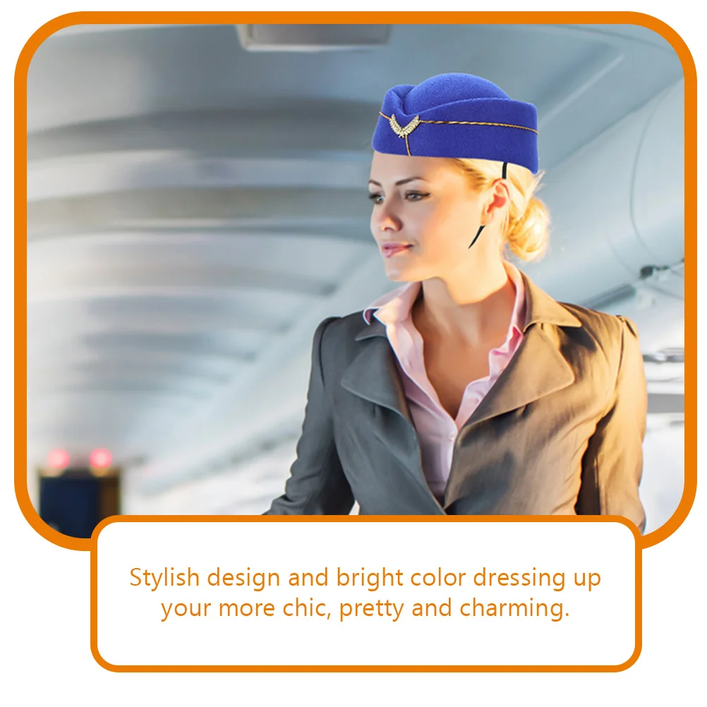 

2pcs Stewardess For Women Flight Attendant Cosplay Performance Elegant Uniform Hat Air Hostess Cap Retro Airline Attendant