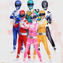 Kids Adult Fantasy Power Samurai Rangers Cosplay Morpher Mighty Morphin Superhero Mask Jumpsuit Zentai Carnival Costume Suit